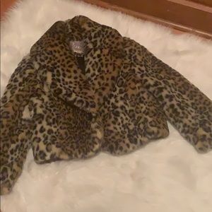 Bolero faux fur leopard jacket